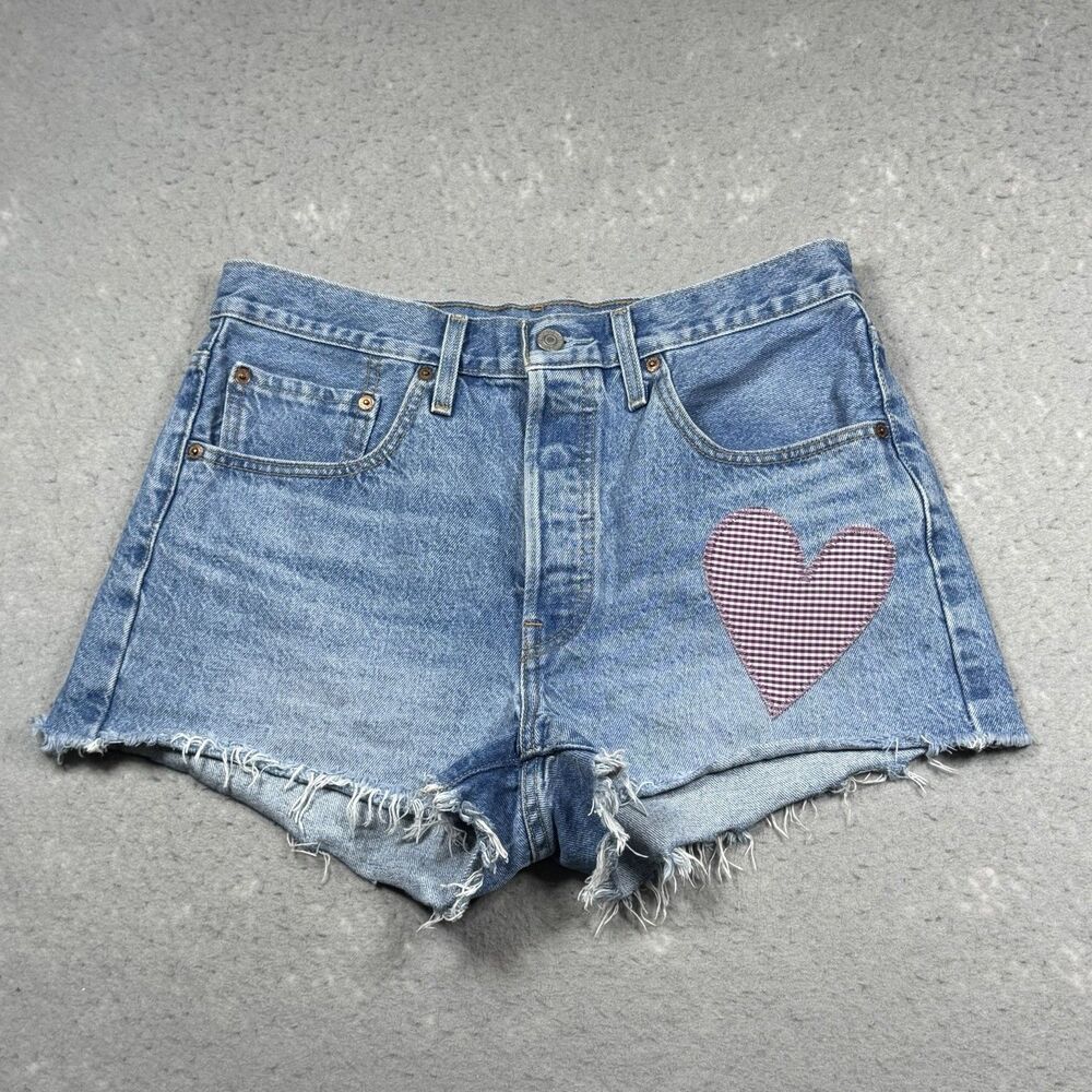 Levi's 150 Anniversary Jean Shorts Women’s 30 Blue 501 Original Fit Patched